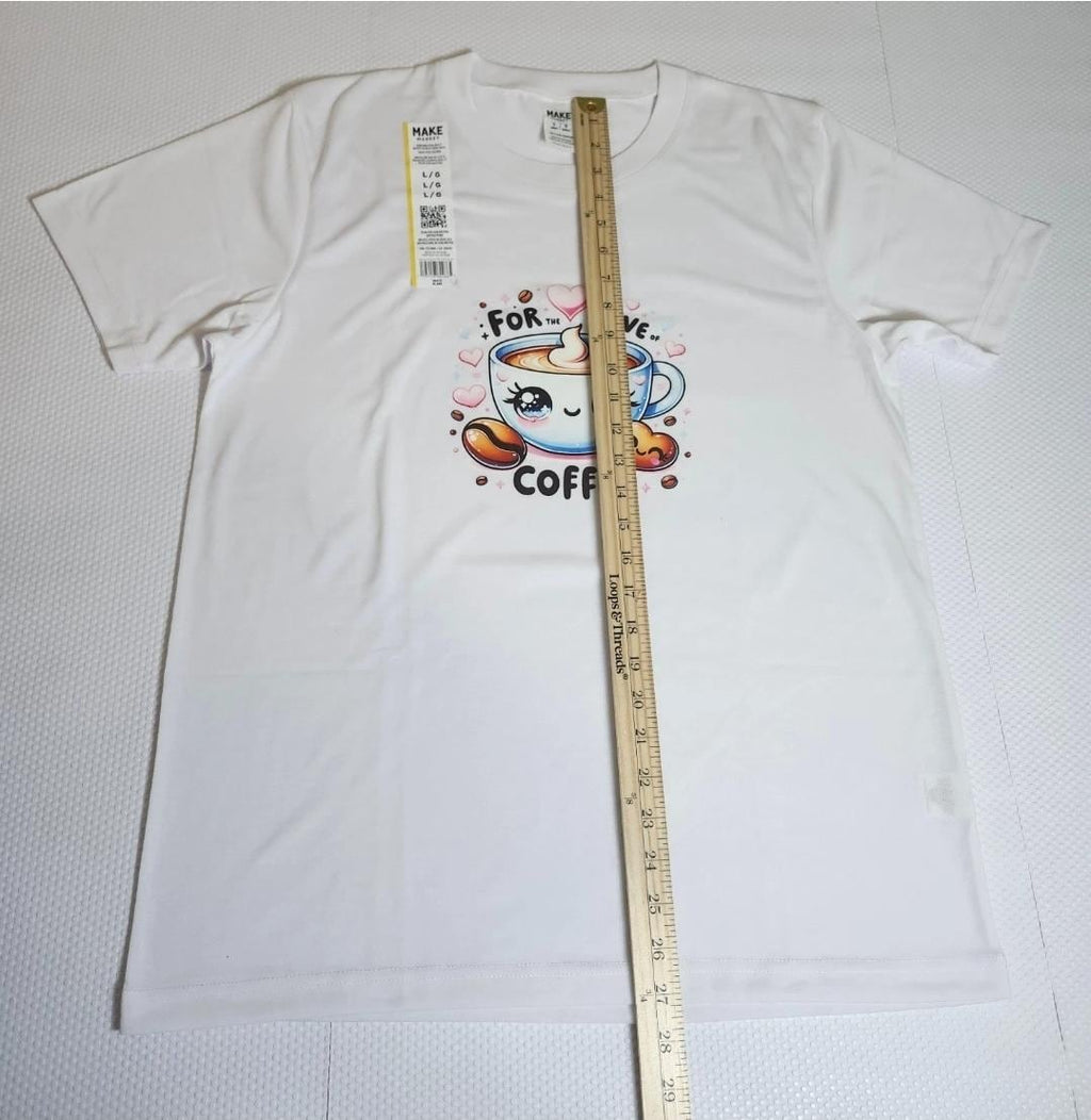 White Coffee Heart Graphic Tee – Kawaii Coffee Lover Apparel