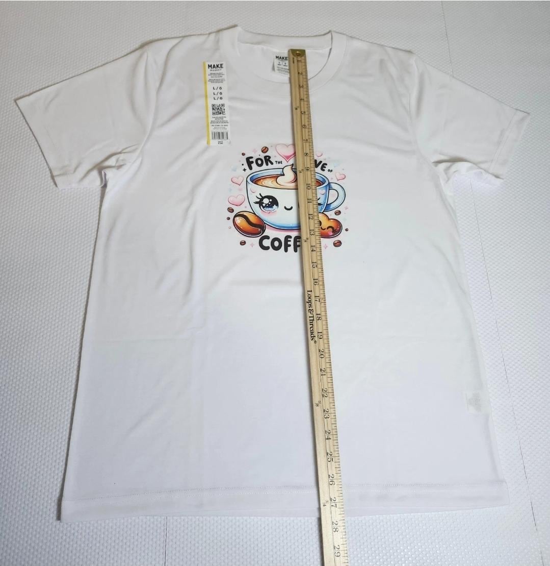 White Coffee Heart Graphic Tee – Kawaii Coffee Lover Apparel