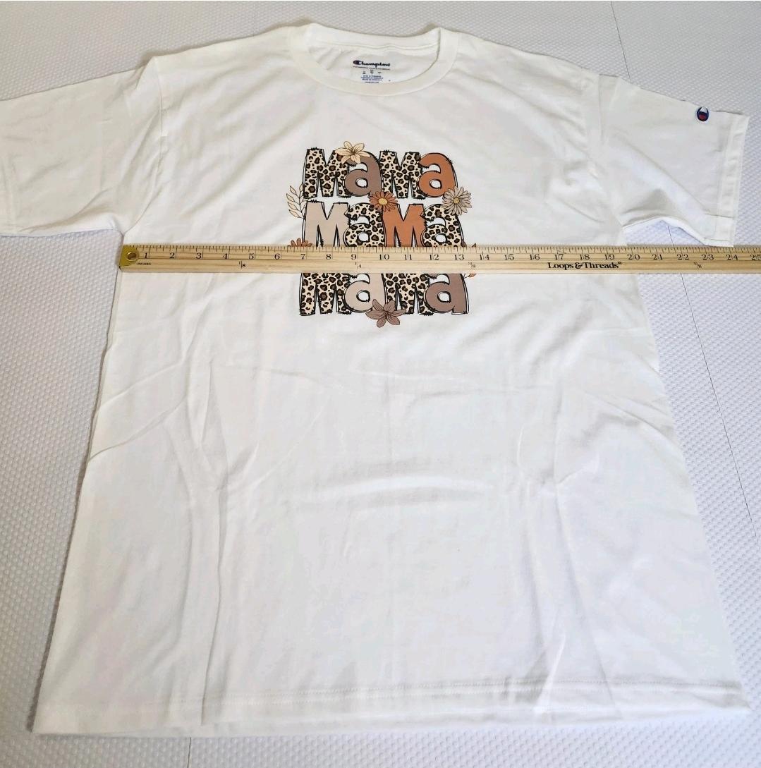White Floral Leopard Mama Graphic T-Shirt | Champion Relaxed Fit Mom Tee