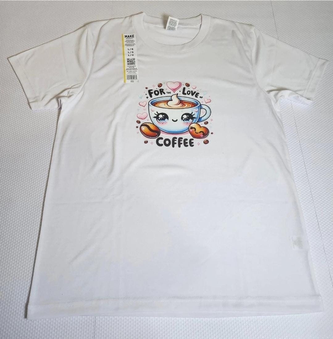 White Coffee Heart Graphic Tee – Kawaii Coffee Lover Apparel
