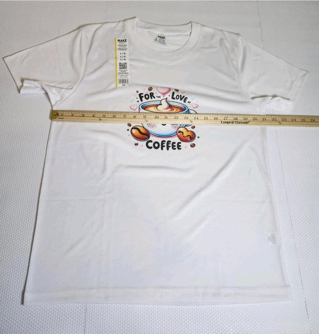 White Coffee Heart Graphic Tee – Kawaii Coffee Lover Apparel